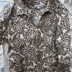 Croft & Barrow Brown Floral Zip-Up Jacket